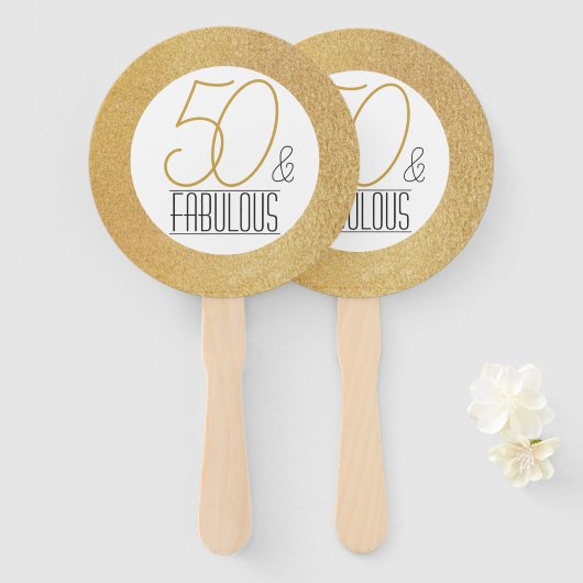50 en Fabulous Gold Personalized Birthday Party Handwaaier (Voorkant en achterkant)