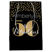 50 en Fabulous Gold Personalized Birthday Party Medium Cadeauzakje (Voorkant)