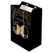 50 en Fabulous Gold Personalized Birthday Party Medium Cadeauzakje (Achterkant Gekanteld)