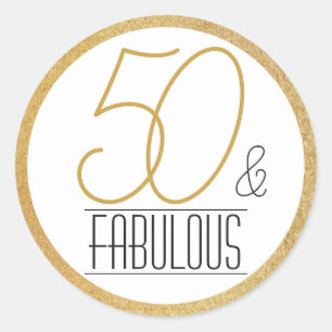 50 en Fabulous Gold Personalized Birthday Party Ronde Sticker
