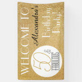 50 en Fabulous Gold Personalized Birthday Party Spandoek (Verticaal)