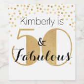 50 en Fabulous Gold Personalized Birthday Party Wijn Etiket (Enkel label)