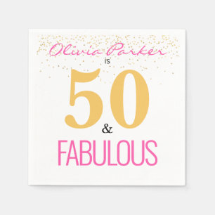 50 en Fabulous Gold Pink Birthday Party Napkins Servet