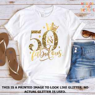 50 en Fabulous Gold Shimmer Verjaardag T-shirt