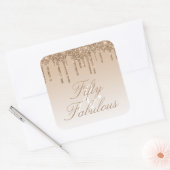 50 en Fabulous Gold Sparkle Glitter Drip Vierkante Sticker (Envelop)