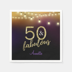 50 en Fabulous Gold Stars Paarse Verjaardagsfeestj Servet