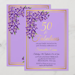 50 en Fabulous Gold Violet 50e verjaardag Kaart