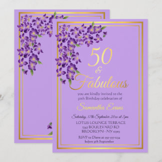 50 en Fabulous Gold Violet 50e verjaardag Kaart