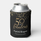 50 en fabulous gouden confetti op zwart Custom Blikjeskoeler (Blikje Voorkant)