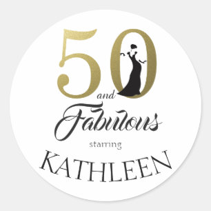 50 en Fabulous Gouden Douanenaam Ronde Sticker