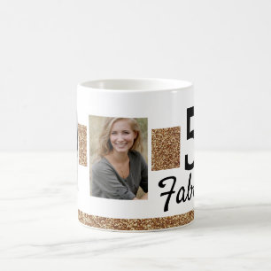 50 en Fabulous Gouden Glitter 2 Foto 50ste Verjaar Koffiemok