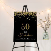 50 en Fabulous Gouden Glitter en Zwarte Verjaardag