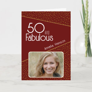 50 en Fabulous Gouden Glitter Foto 50e Verjaardag Kaart