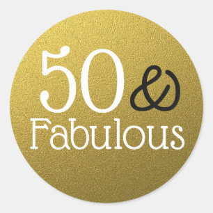 50 En Fabulous Gouden Glitter Verjaardag Ronde Sticker