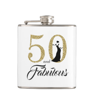 50 en Fabulous Gouden Glitter Verjaardagscadeau Heupfles