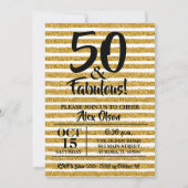 50 en Fabulous Gouden Glitter Verjaardagsuitnodigi (Voorkant)