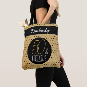 50 en Fabulous Gouden Persoonlijke Verjaardagsfees Draagtas