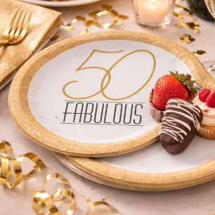 50 en Fabulous Gouden Persoonlijke Verjaardagsfees Papieren Bordje