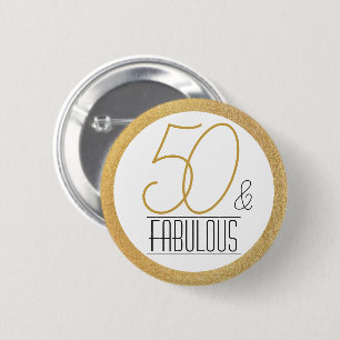 50 en Fabulous Gouden Persoonlijke Verjaardagsfees Ronde Button 5,7 Cm