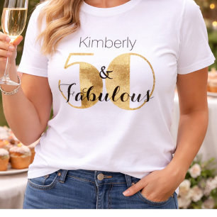 50 en Fabulous Gouden Persoonlijke Verjaardagsfees T-shirt