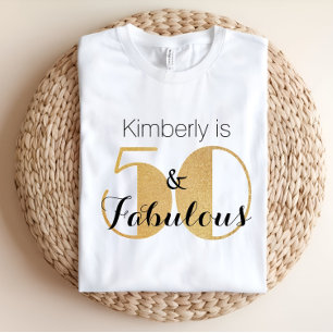50 en Fabulous Gouden Persoonlijke Verjaardagsfees T-shirt