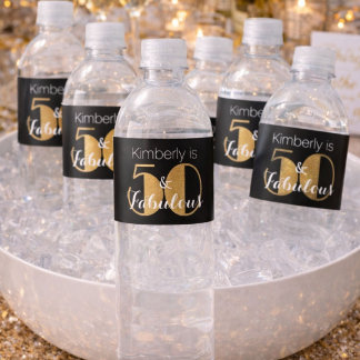 50 en Fabulous Gouden Persoonlijke Verjaardagsfees Waterfles Etiket