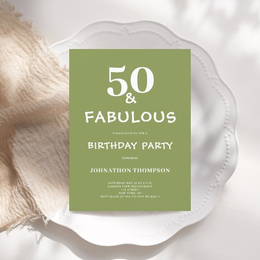 50 en Fabulous Green Birthday Uitnodiging Briefkaart
