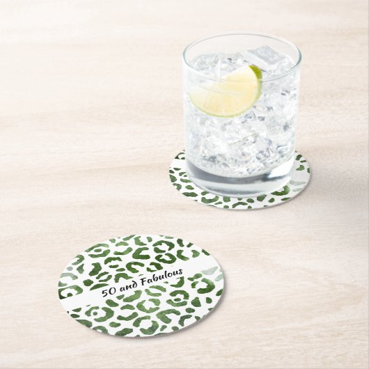 50 en Fabulous Green Cheetah Print Abstract Ronde Kartonnen Onderzetter (Insitu)