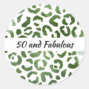 50 en Fabulous Green Cheetah Print Abstract Ronde Sticker