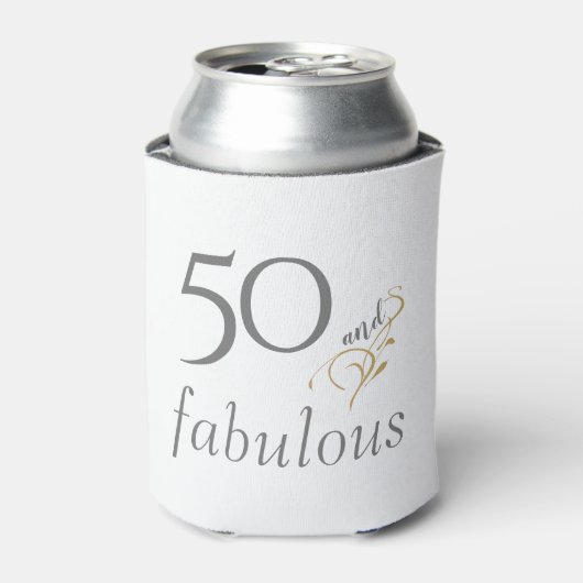 50 en fabulous Grijs & Goud Aangepaste 50ste Verja Blikjeskoeler (Blikje Voorkant)