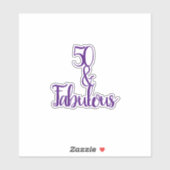 50 En Fabulous Happy 50th Verjaardag Paarse & Wit Sticker (Vel)