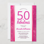 50 en Fabulous Heet Roze Glam 50e Verjaardagsfeest Kaart (Voorkant)