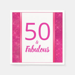 50 en Fabulous Heet Roze Glam 50e Verjaardagsfeest Servet