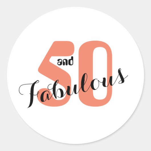 50 en Fabulous Koraal 50ste verjaardag envelop Ronde Sticker (Voorkant)