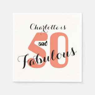 50 en Fabulous Koraal 50ste verjaardagsfeestje Servet