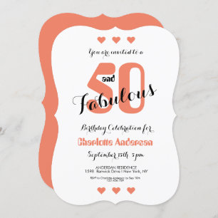 50 en Fabulous Koraal Harten 50e Verjaardagsfeest Kaart