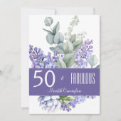50 en Fabulous Lavender Floral Waterverf Kaart (Voorkant)