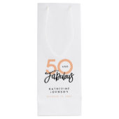 50 en Fabulous Modern 50th Birthday Wijn Cadeautas (Achterkant)