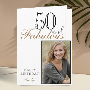 50 en Fabulous Modern Elegant Birthday-fotokaart Kaart