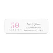 50 en Fabulous Modern Pink Grey Birthday Etiket (Voorkant)