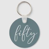50 en Fabulous Modern Script Minimalist Sleutelhanger (Voorkant)