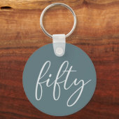 50 en Fabulous Modern Script Minimalist Sleutelhanger (Voorkant)