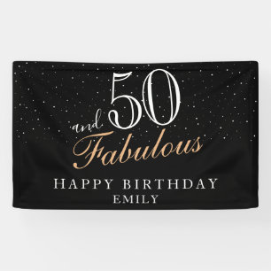 50 en Fabulous Modern Zwart 50ste Verjaardag Spandoek