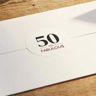 50 En Fabulous Moderne Kersenwijn Verjaardagszin Ronde Sticker