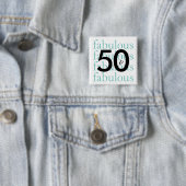 50 en Fabulous | Moderne typografie Vierkante Button 5,1 Cm (In situ)