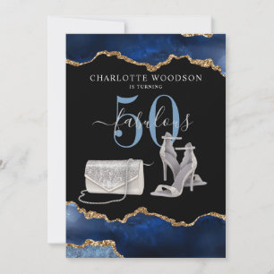 50 En Fabulous Navy Zwart Goud Agaat Uitnodiging
