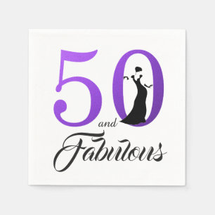 50. en Fabulous Paarse Birthday Party Servet