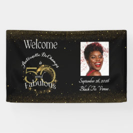 50 en Fabulous Party Gepersonaliseerde naam Black Spandoek