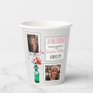 50- en Fabulous Party Photo Collage Paper cup Papieren Bekers