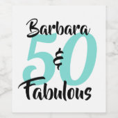 50 en Fabulous Personalized Birthday Party Wijn Etiket (Enkel label)